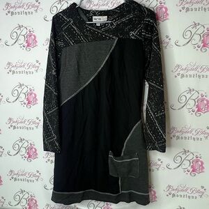 Lanalee dress pockets Black and Gray Long Sleeve Dress unique